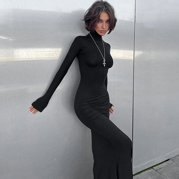 Maxi Dress with Turtleneck Collar - Alabama