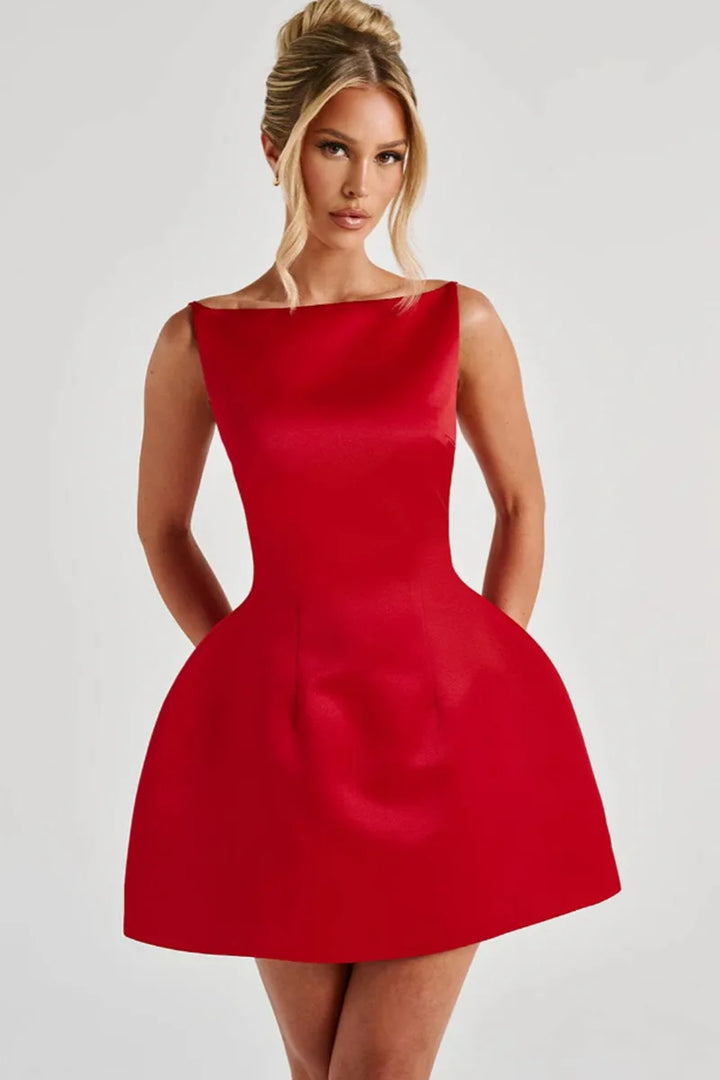 A-line Satin Mini Dress - Juniper