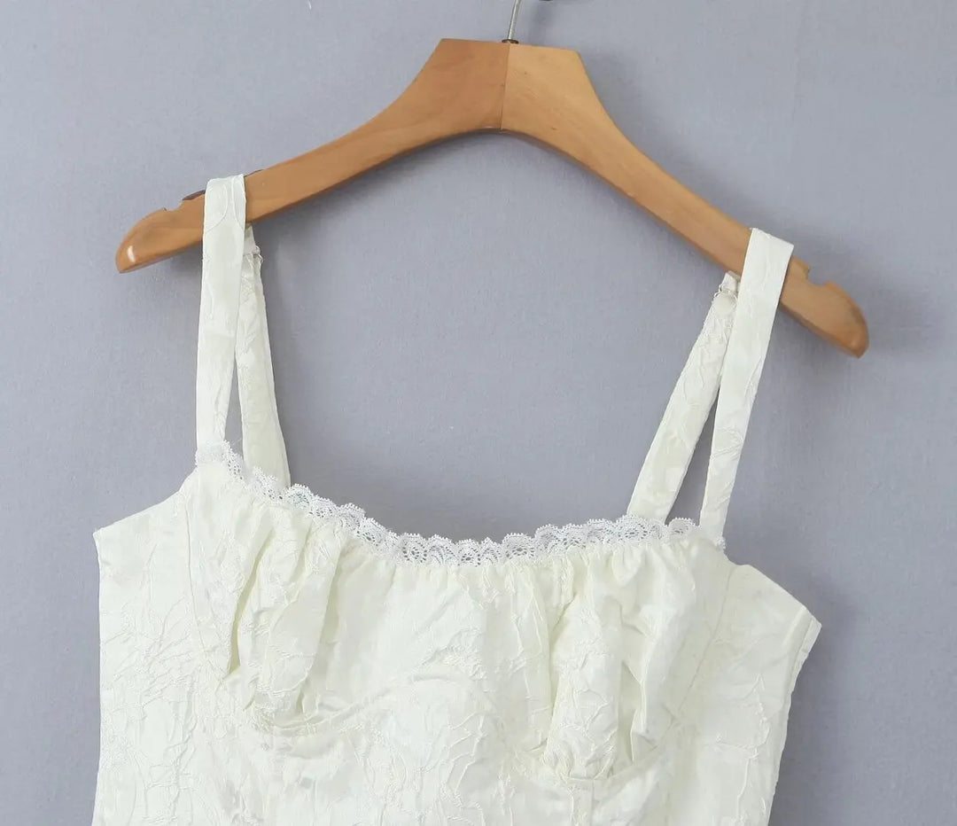 Mini Dress with Floral Embroidery and Lace Detail - Blanca
