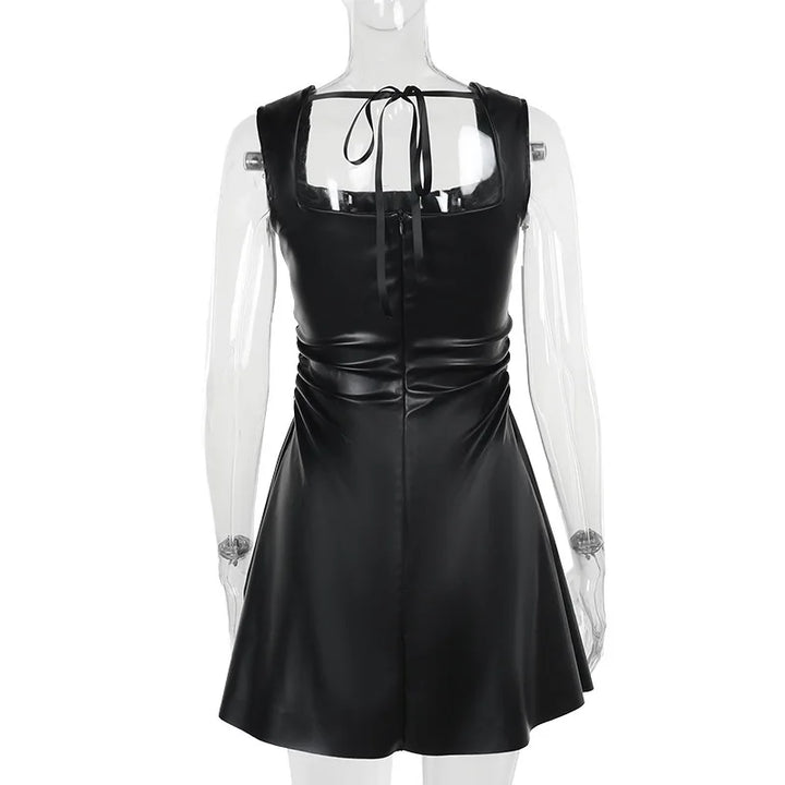 A-Line Faux Leather Mini Dress - Carol