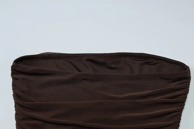 Strapless Maxi Dress with Chiffon Detail - Sicily