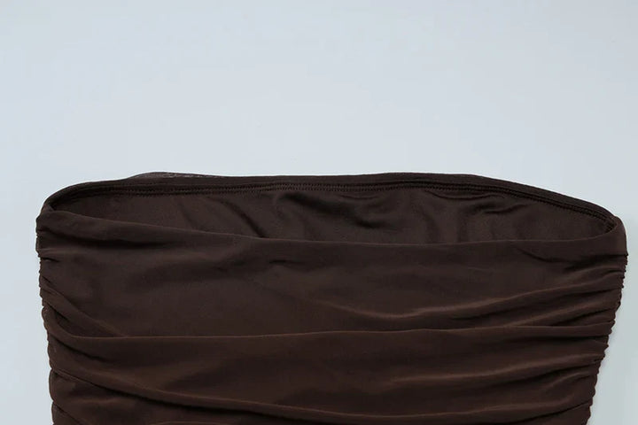 Strapless Maxi Dress with Chiffon Detail - Sicily