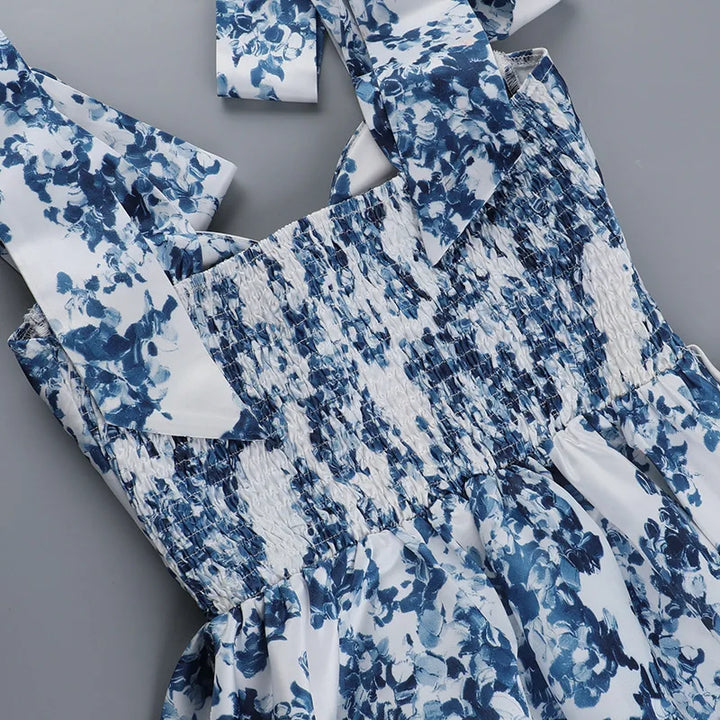 Mini Ruffled Dress with Tie Straps - Florin
