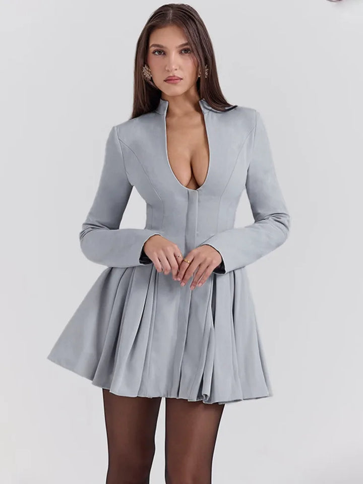 Tailored mini A-line dress with neckline design - Naomi