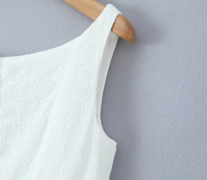 Mini Dress with Embroidery and Button Detail - Shaked