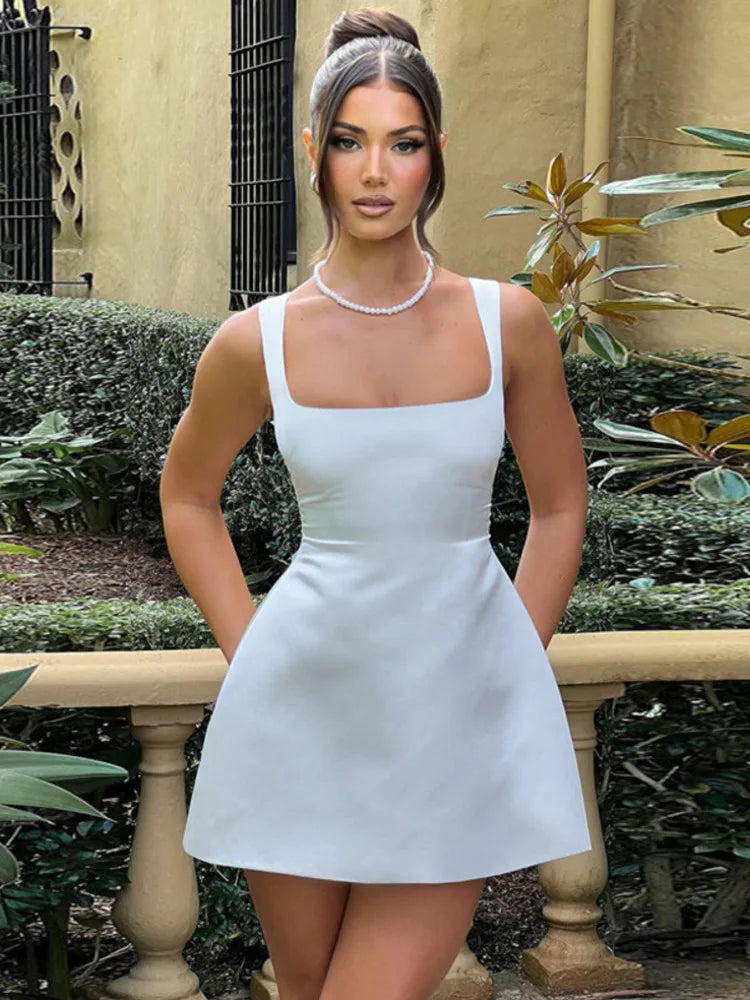 A-Line Satin Mini Dress - Lilan