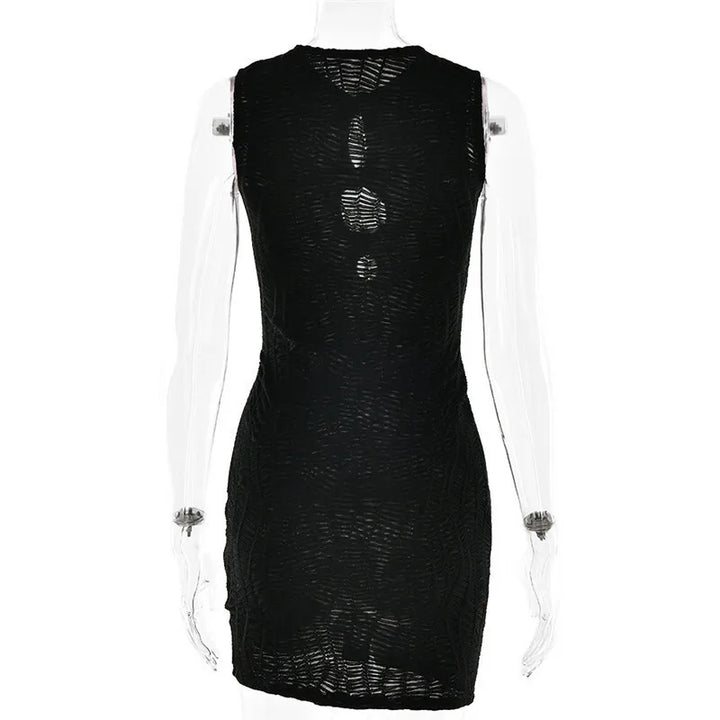 Mini knitted mesh dress decorated with buckles - Richie