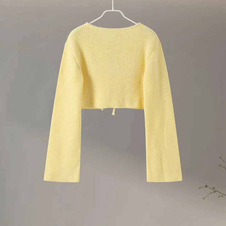 Two-piece knitted set with maxi skirt and tie-up top - Yamit