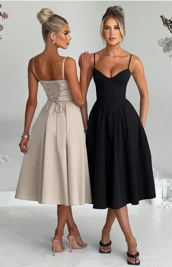 Midi Dress with A-Line and Classic Design - Nataly