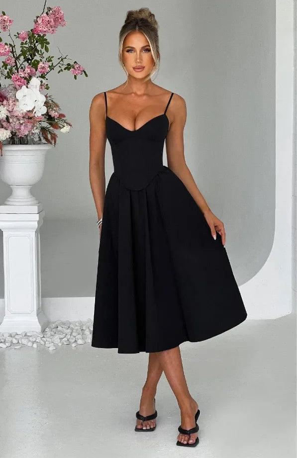 Midi Dress with A-Line and Classic Design - Nataly