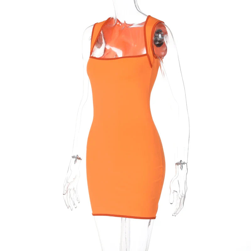 Fitted Mini Dress - Brick