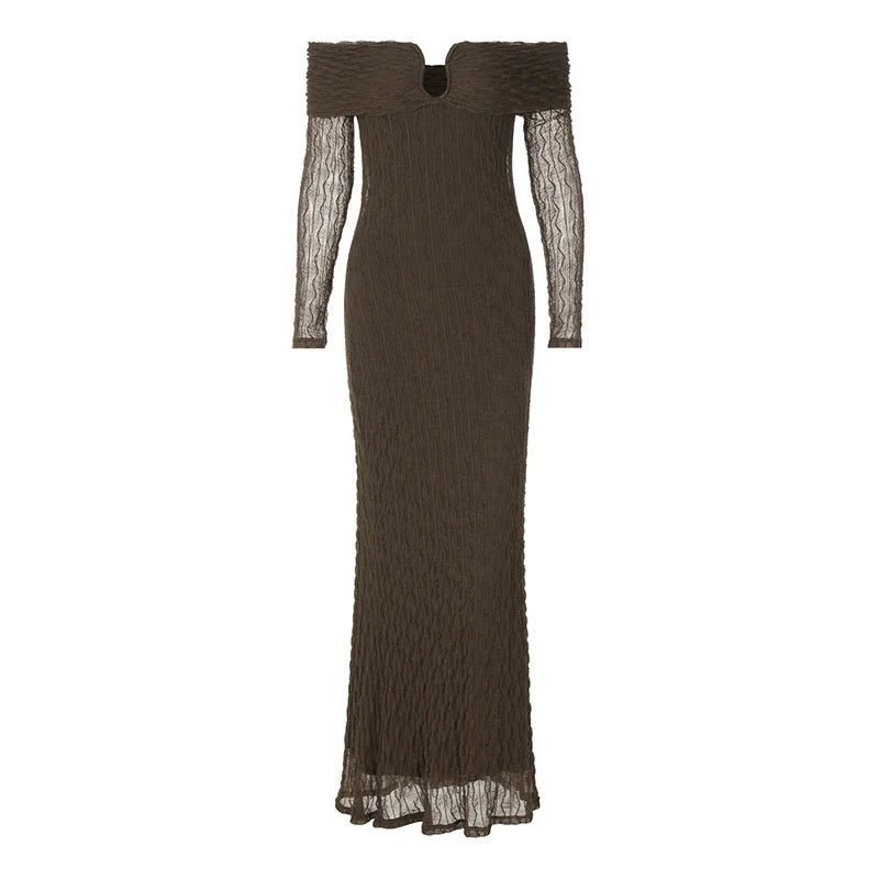 Off-shoulder maxi dress with printed fabric - Aida