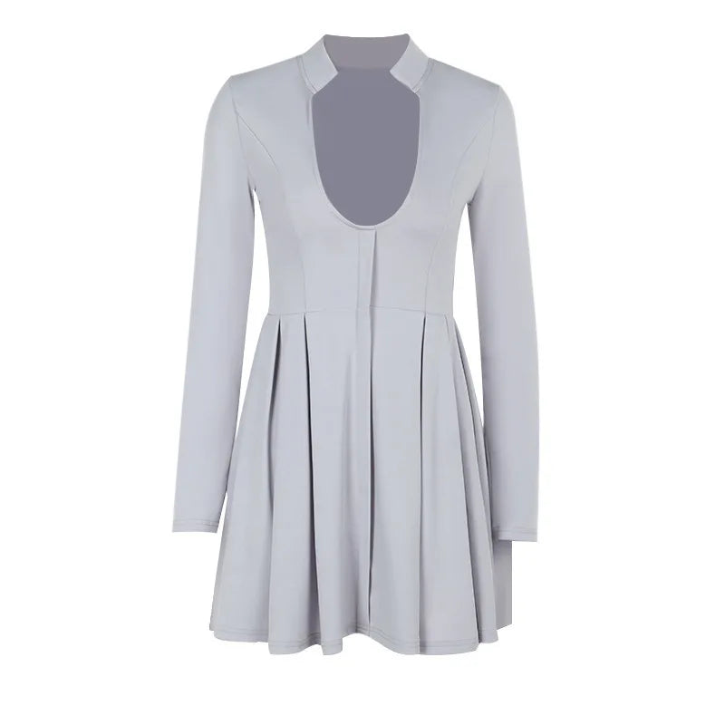 Tailored mini A-line dress with neckline design - Naomi