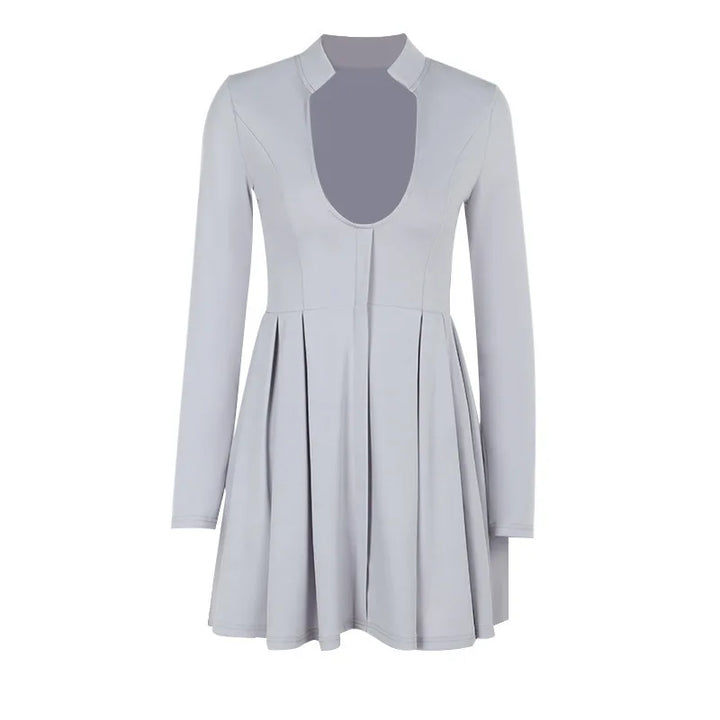 Tailored mini A-line dress with neckline design - Naomi