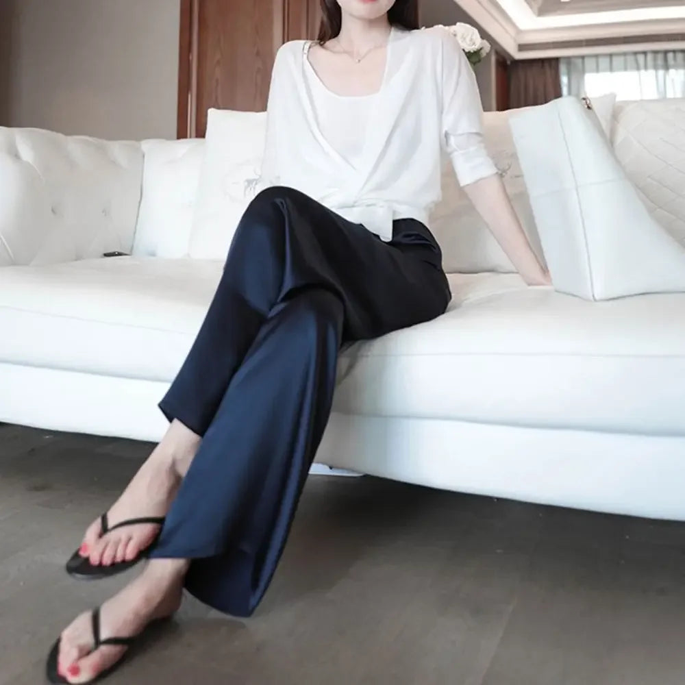 Loose fit satin pants