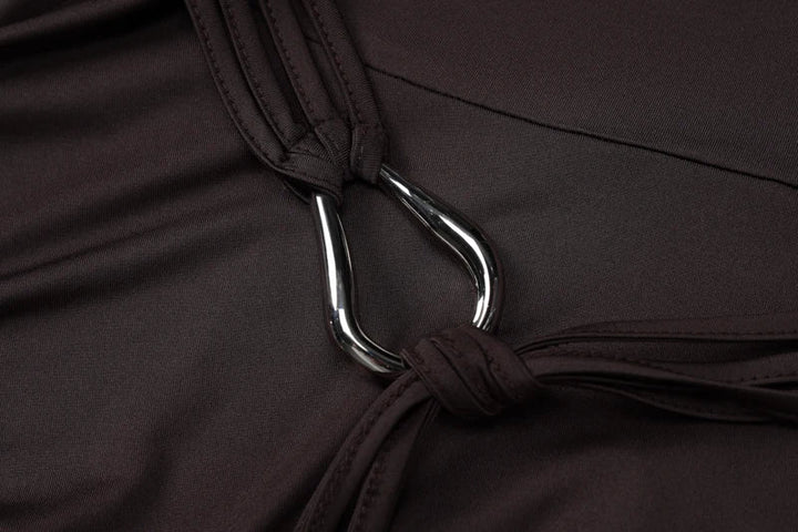 Mini Dress with Waist Belt Detail and Off-Shoulder Design - Antonella