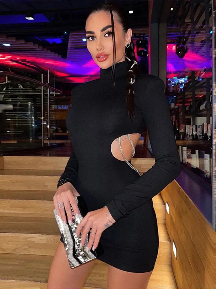 Mini turtleneck dress with diamond pattern - Kelly
