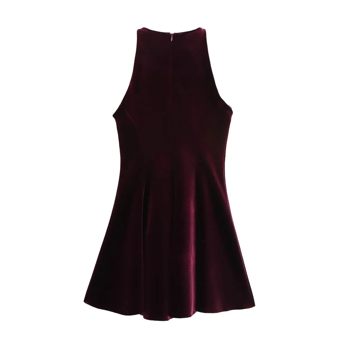 Velvet Mini Dress with A-Line Cut - Sydney