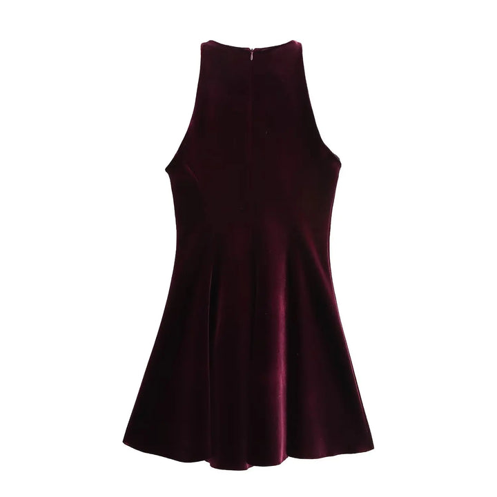 Velvet Mini Dress with A-Line Cut - Sydney