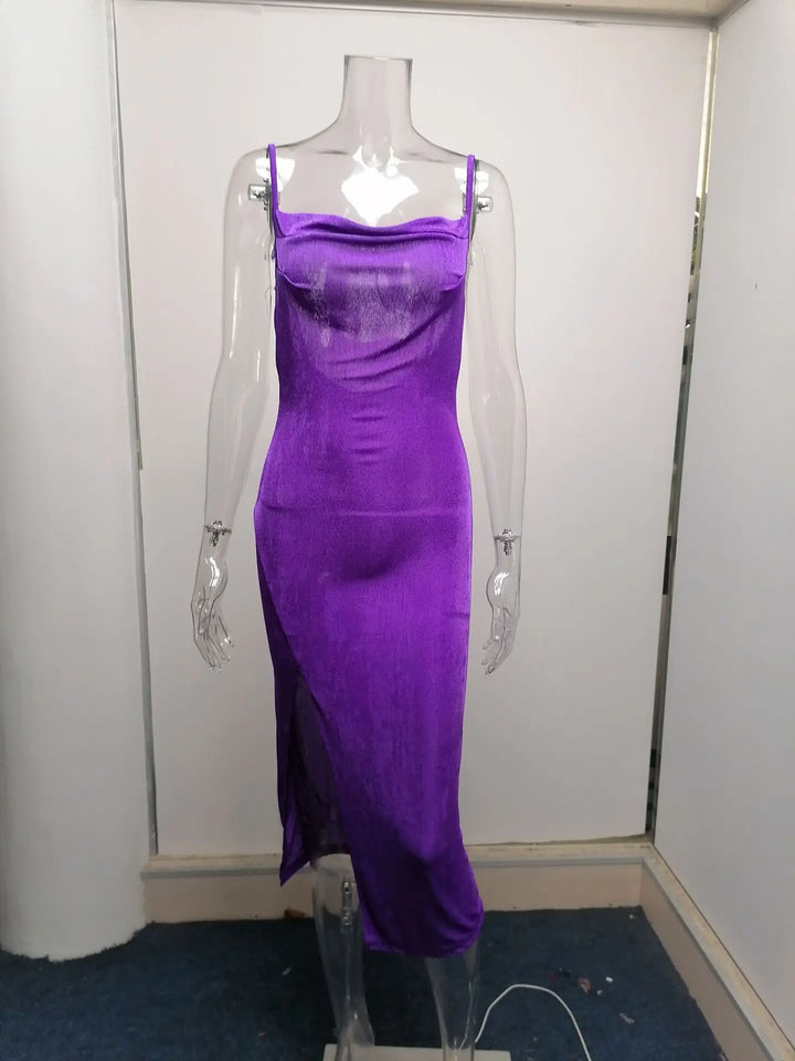 Summer midi knitted dress with slit decoration - Smile