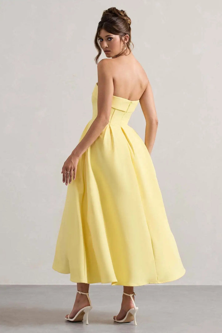 Elegant strapless midi dress - Sandra