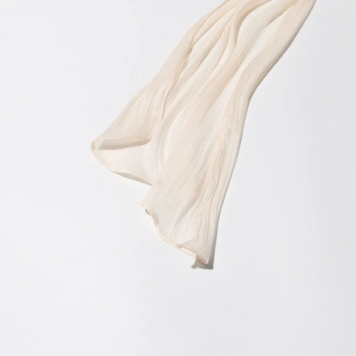 Ruched Mini Dress with Ruffle Detail, Shiny Chiffon Fabric - Lucille