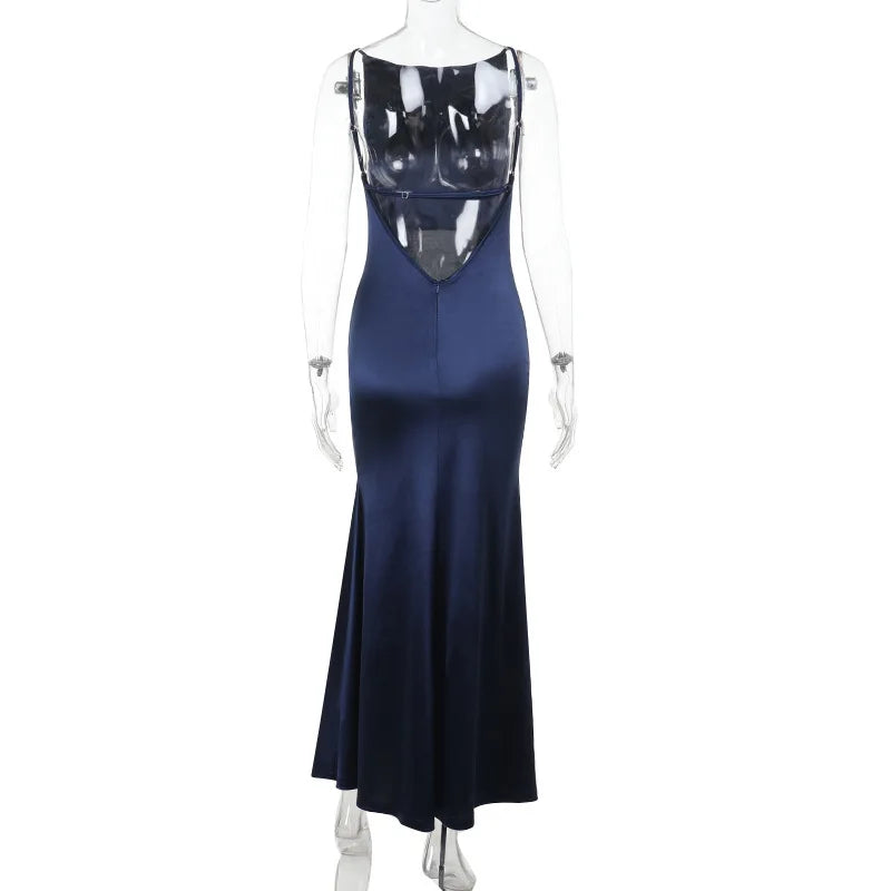 Maxi satin dress with open back - Rain