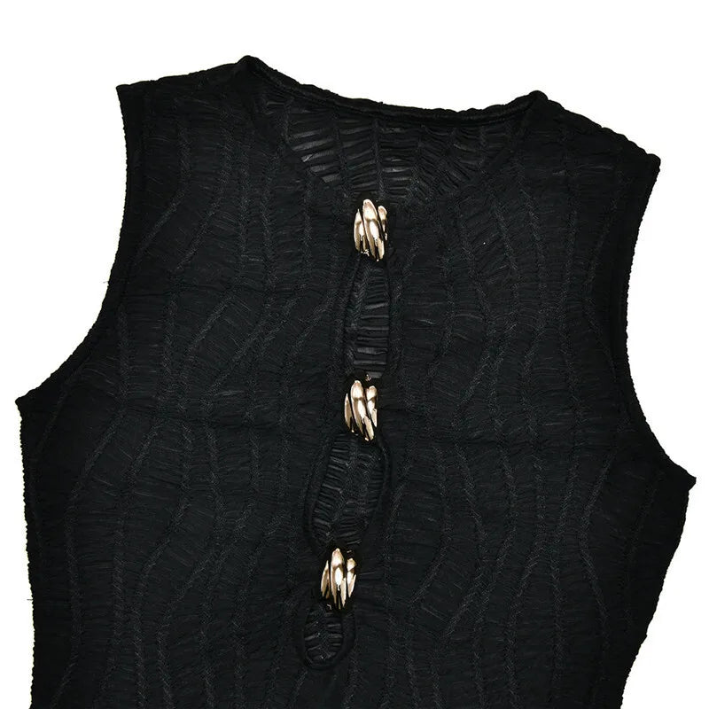 Mini knitted mesh dress decorated with buckles - Richie