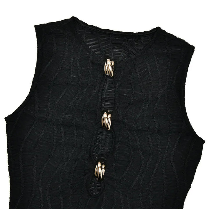 Mini knitted mesh dress decorated with buckles - Richie