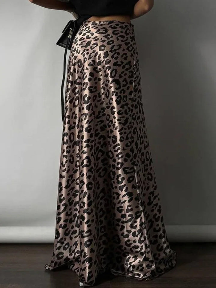 Leopard print satin maxi skirt - TAY