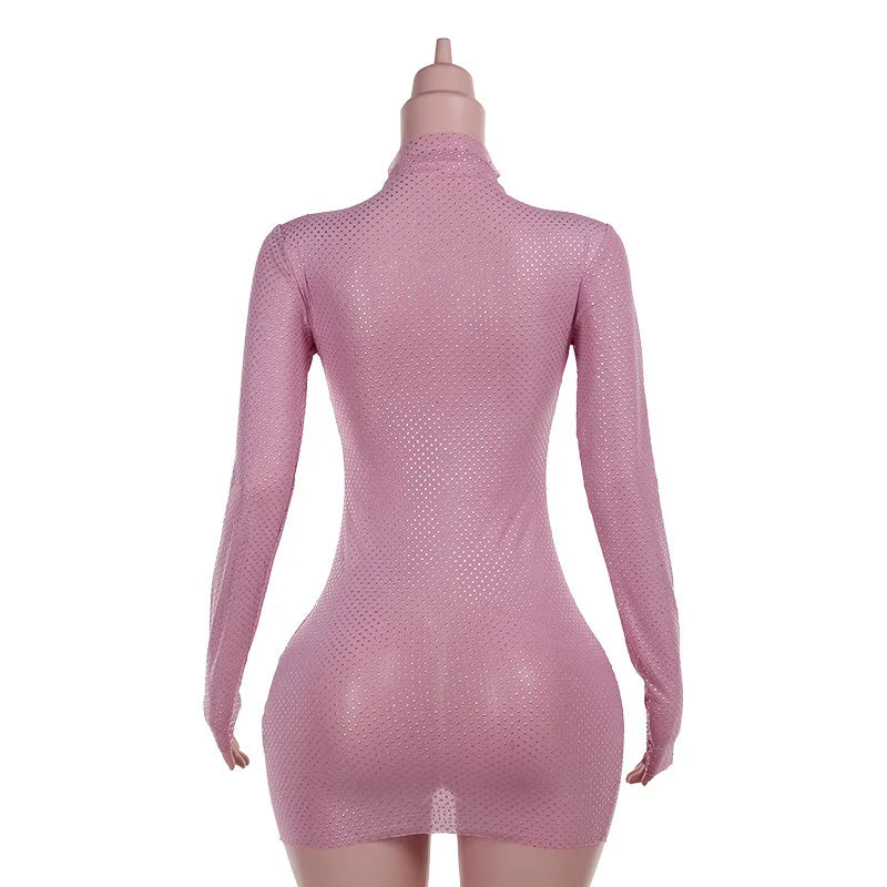 Bodycon Mini Dress with Sparkling Sequin Tassels in Golf Cut - Cardi