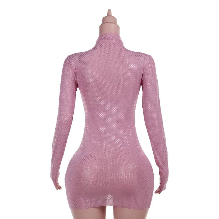 Bodycon Mini Dress with Sparkling Sequin Tassels in Golf Cut - Cardi