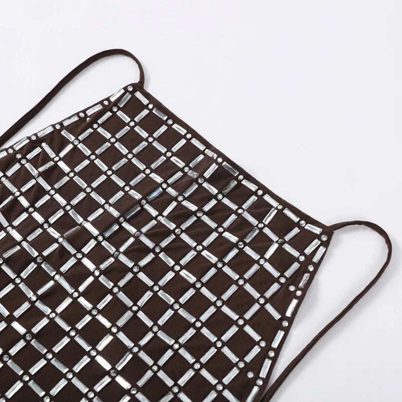 Strapless top / mini skirt / maxi dress / maxi dress with sparkling sequins design