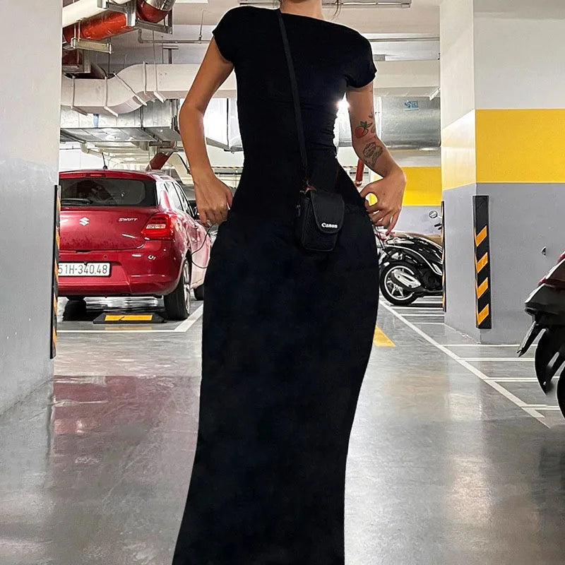 Fitted Maxi Dress with Open Back - Elia