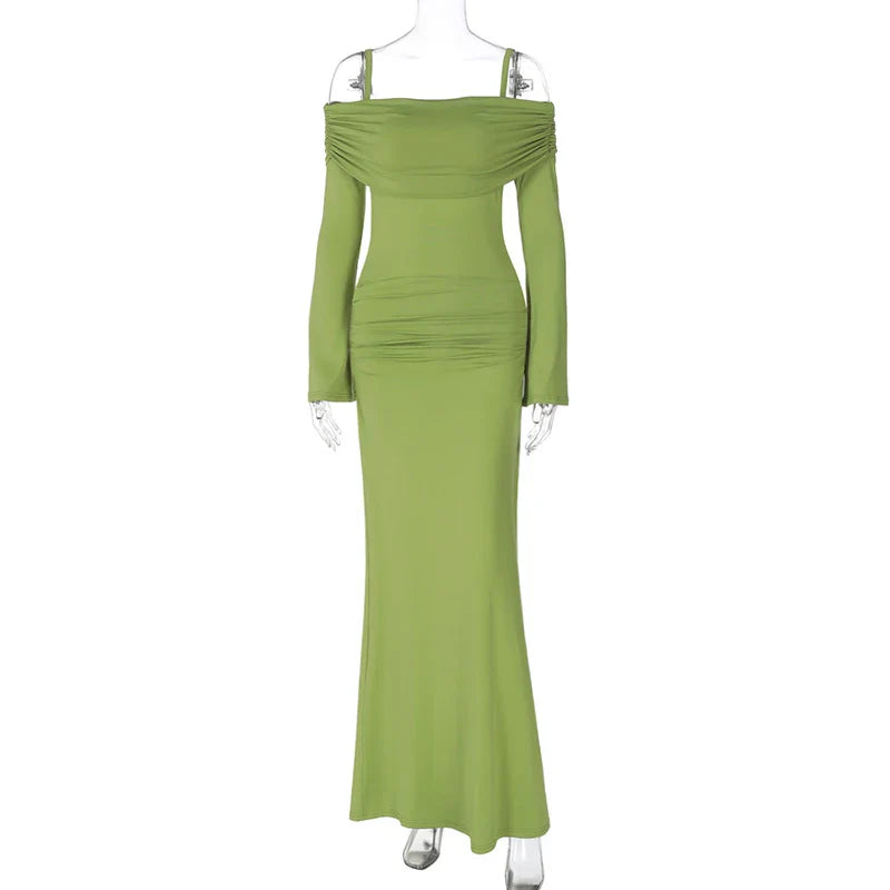 Maxi dress with off-shoulder and strap design - Gala