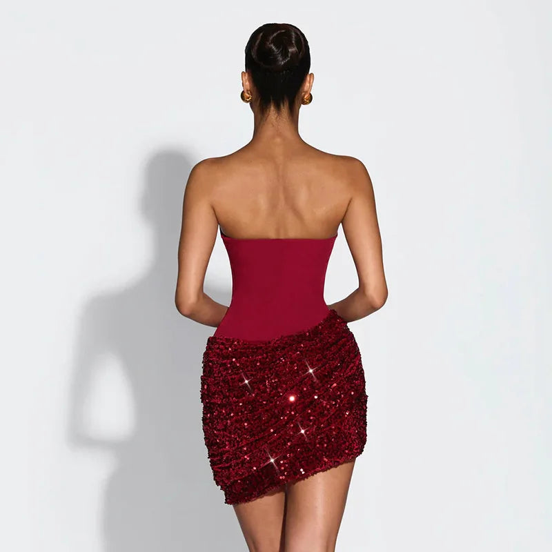 Mini dress with sequin design and scarf detail - GIGI