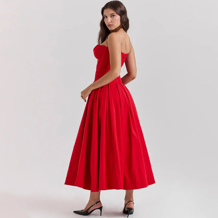 Strapless Midi Dress with Pockets - Fanny