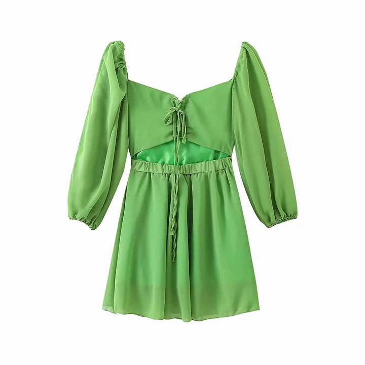 Mini Dress with Ruffle and Open Sleeves - Noya Lee