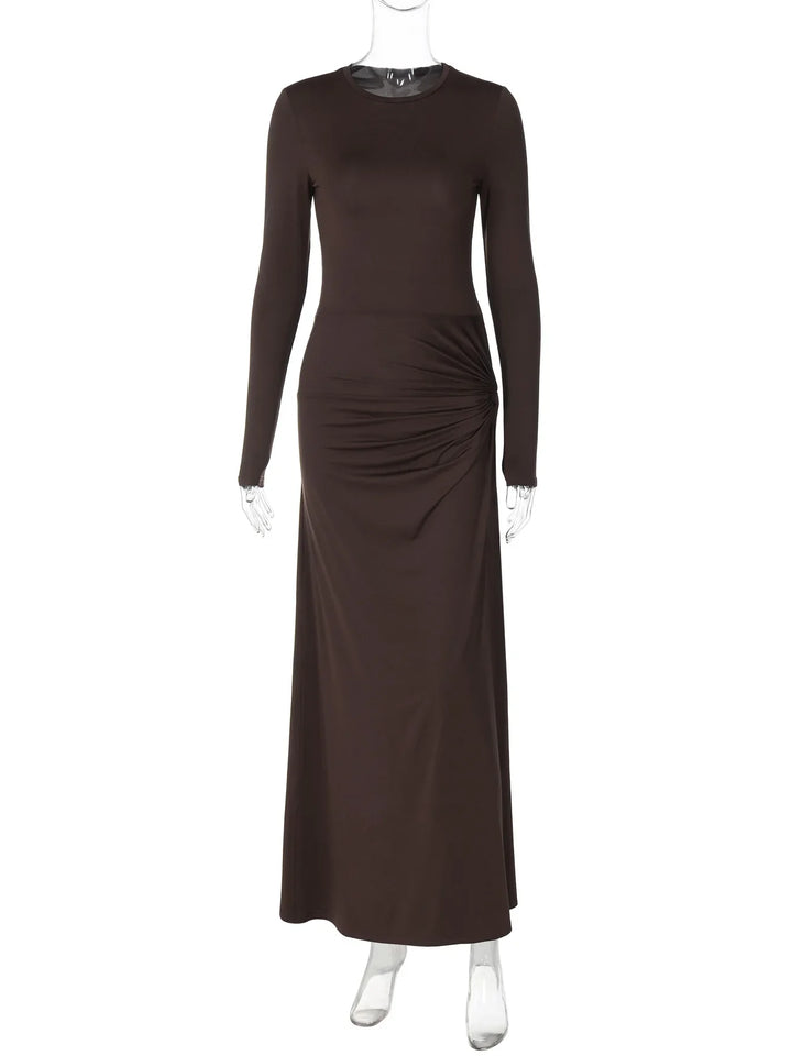 Maxi Dress with Ruching and Deep Slit - Diane