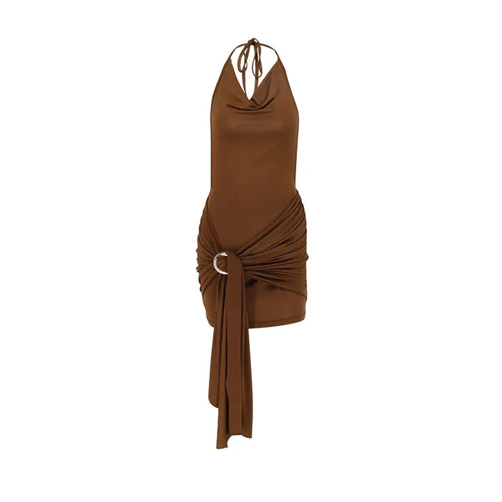 Vintage Design Mini Dress with Open Back - Kali