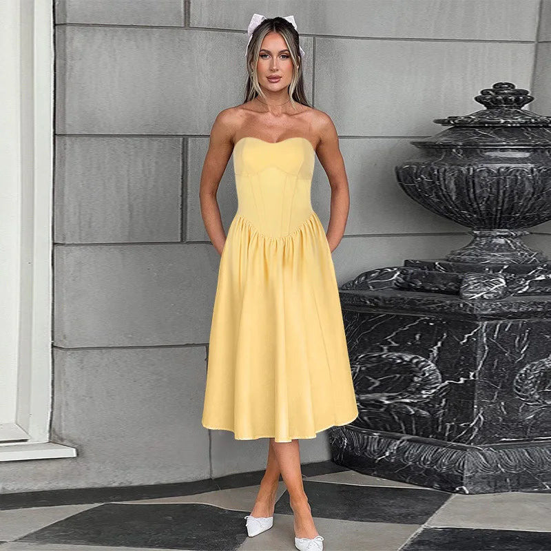 Midi strapless A-line dress - Sol