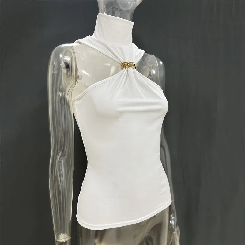 Golf-style tank top with buckle decoration - Moya