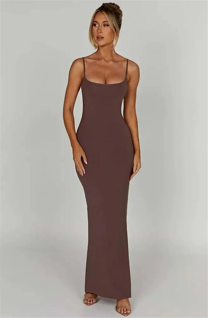 Fitted maxi dress with shaping fabric - Jordi