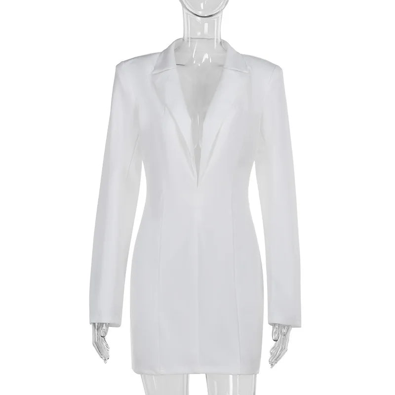 Tailored mini dress with deep V neckline - Hailey