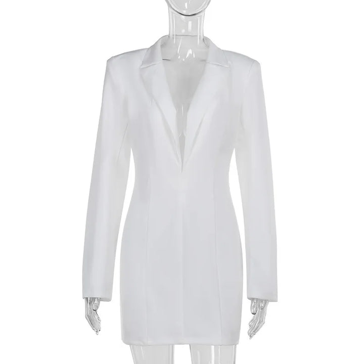 Tailored mini dress with deep V neckline - Hailey