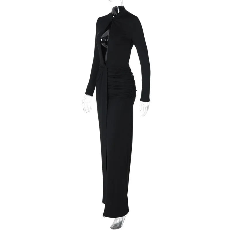 Maxi Dress with Deep Cutout and Slit Design - Athena