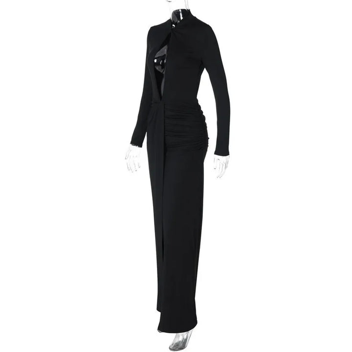 Maxi Dress with Deep Cutout and Slit Design - Athena