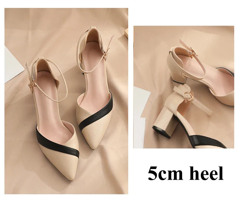 Faux Leather High Heels with Buckle Closure - Aryeh