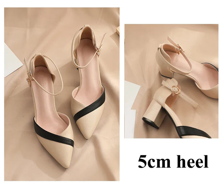Faux Leather High Heels with Buckle Closure - Aryeh