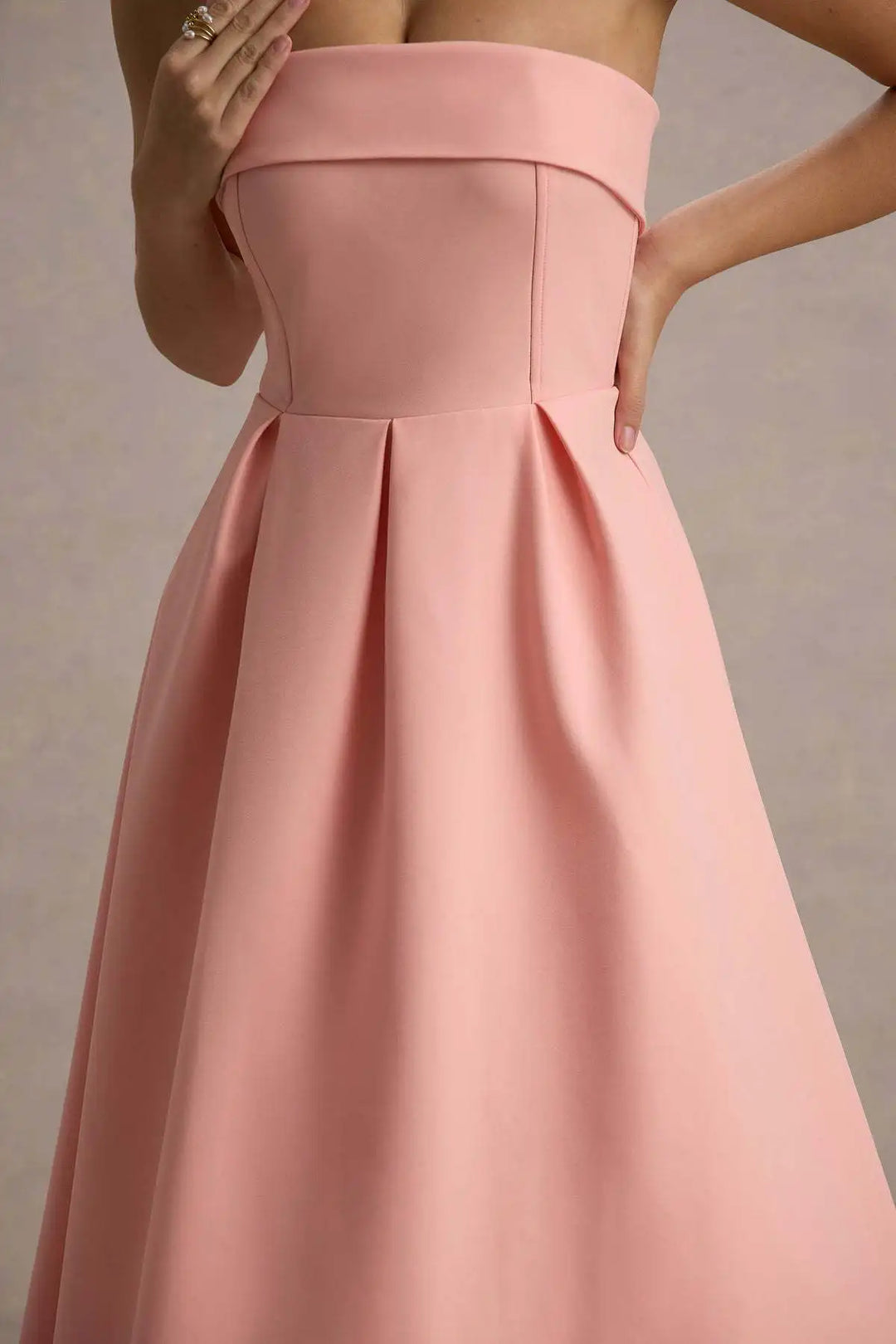Elegant strapless midi dress - Sandra